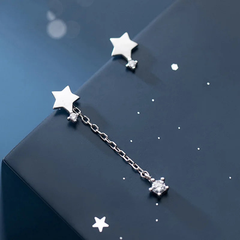 Sweet asymmetric Chsin Star Stud Earrings DS2701