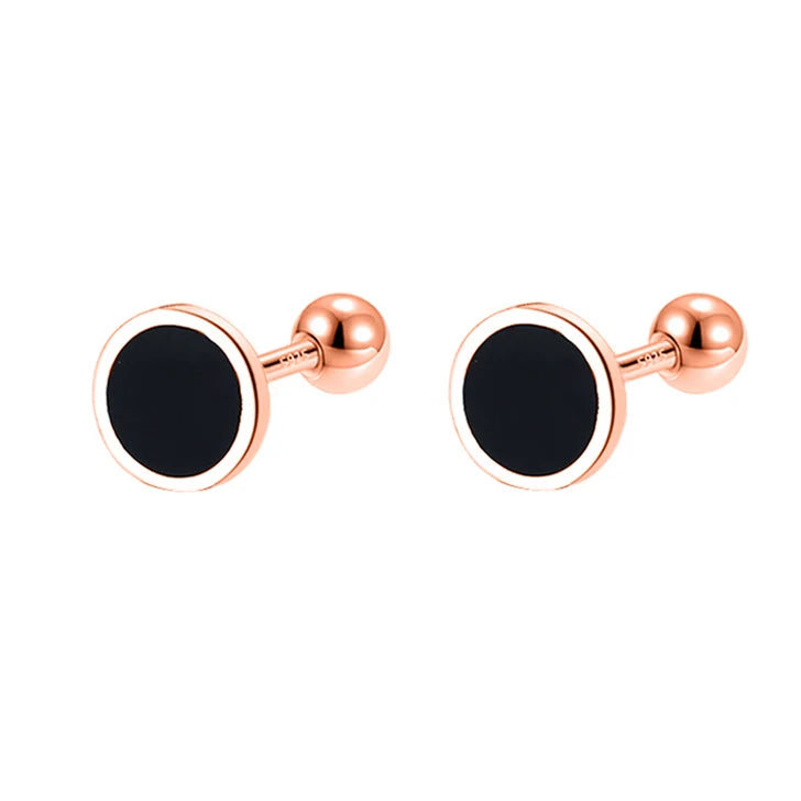Black Glaze Round Square Triangle Screw Earring DA2205