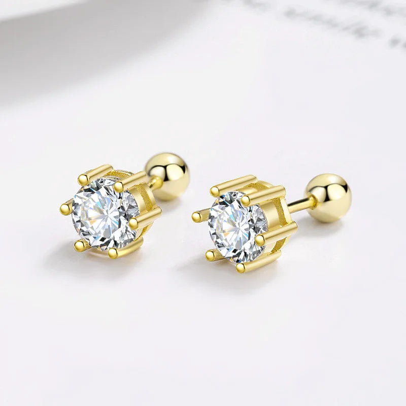 Six Claw Zircon CZ Screw Stud Earrings  DS3472