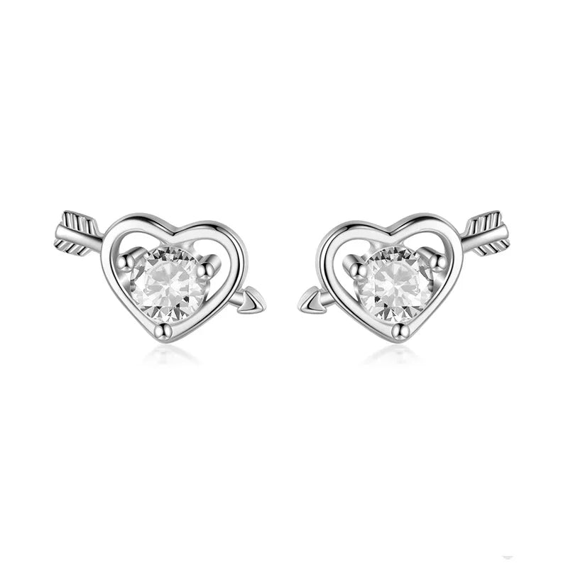 TrustDavis 100% 925 Sterling Silver Romantic Heart Stud Earrings Women's Fashion Jewelry 925  Wholesale Lots DF2031