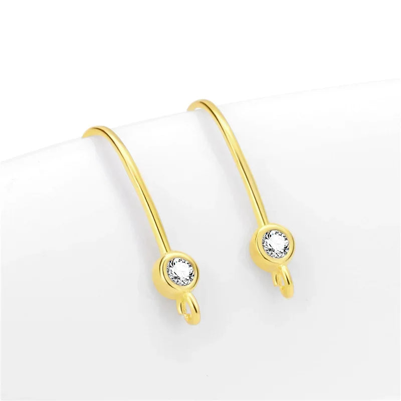 TrustDavis Real 925 Sterling Silver Fashion Dazzling CZ Opening Handmade Ear Hook Earring DIY Accessories Fine Jewelry HY365