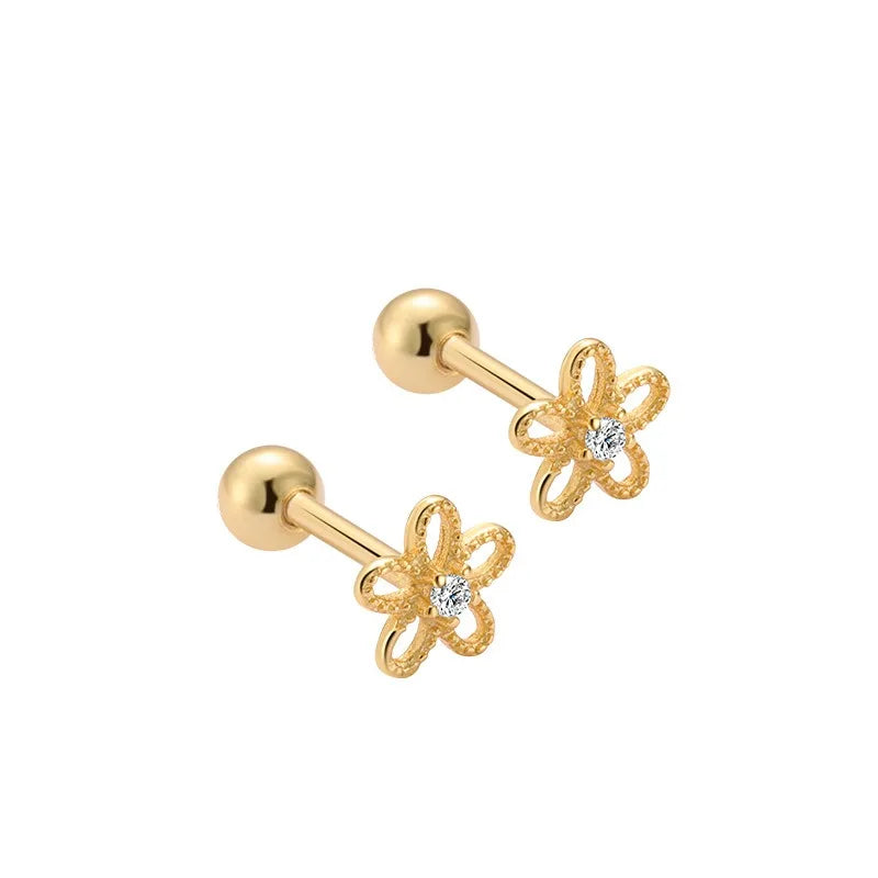 Flower Zircon Screw Earrings DS4798