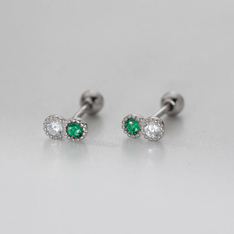 Double-color Zircon Stud Earrings DS1912