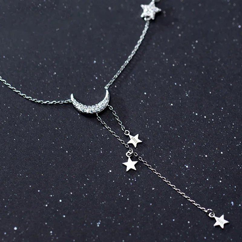 Star Moon Tassel Pendant Clavicle Choker Necklace DA1743