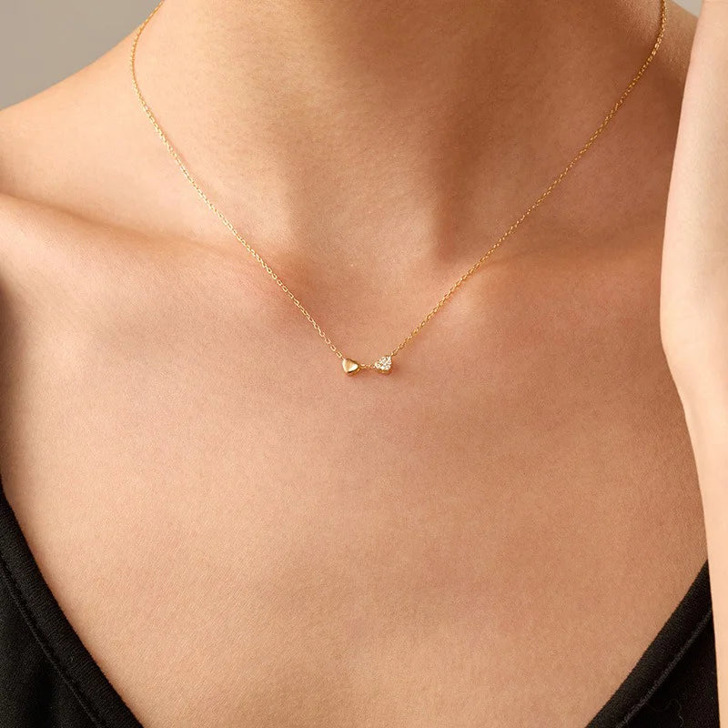 Double Heart Zircon Necklace DS4825