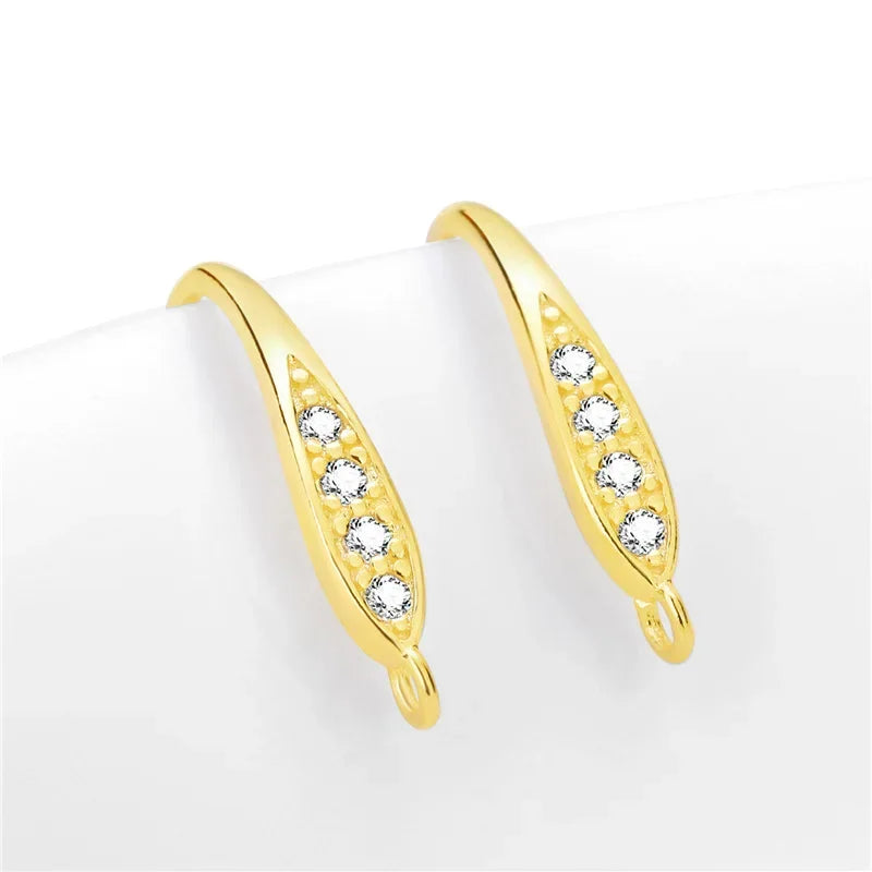TrustDavis Real 925 Sterling Silver Fashion Dazzling CZ Opening Handmade Ear Hook Earring DIY Accessories Fine Jewelry HY365