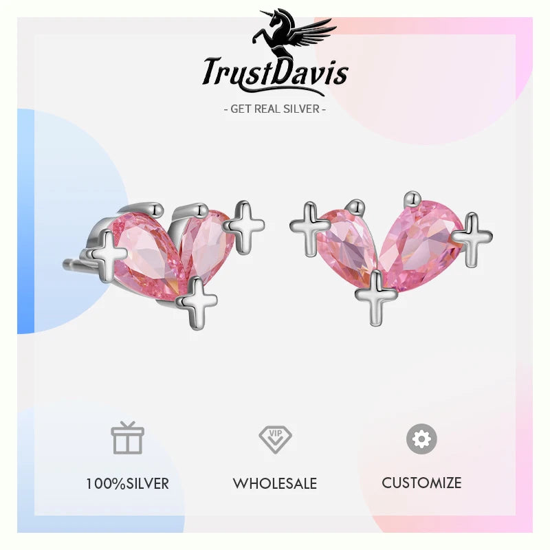 Star Heart Zirconia Stud Earrings DS4856