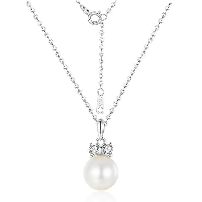 TrustDavis Real 925 Sterling Silver Fashion Simple Black and White Pearl Necklace for Women Girls Gift Fine Jewelry DS4737