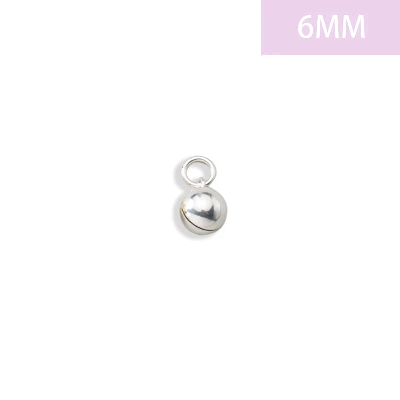 TrustDavis Real 925 Sterling Silver Glossy Round Small Bell Charm Pendant Handmade DIY Accessories Jewelry Wholesale DZ1792