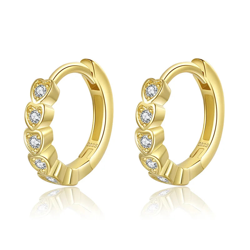 TrustDavis 2023 New 925 Sterling Silver Women Sweet Heart CZ Hoop Earrings for Girls Wedding Party Fine S925 Jewelry DS3874