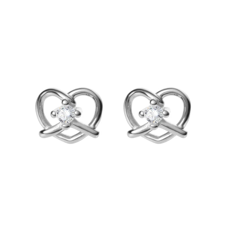 TrustDavis 2024 Real 925 Sterling Silver Romantic Heart Stud Earrings for Mom Daughter Children Birthday Jewelry DS4611