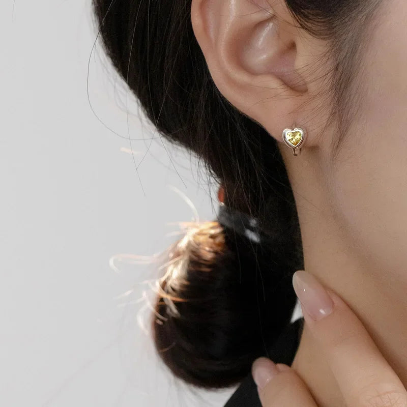 TrustDavis Girls Real 925 Sterling Silver Love Heart Hoop Earrings for Women Daughter Birthday Gift Fine Jewelry DS4284