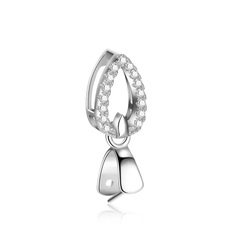 TrustDavis Real 925 Sterling Silver Water Drop Zircon Jade Clip DIY Jewelry Accessories K-gold Plated Pendant Buckle DH0047