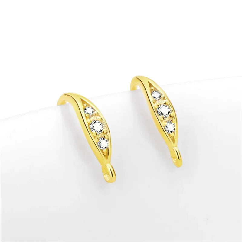 TrustDavis Real 925 Sterling Silver Fashion Dazzling CZ Opening Handmade Ear Hook Earring DIY Accessories Fine Jewelry HY365