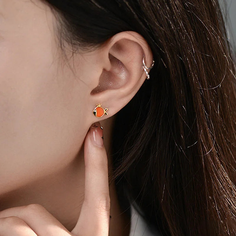 Trustdavis Real 925 Sterling Silver Cute Minimalist Animal Stud Earrings for Women Wedding Birthday Present Jewelry DA3211