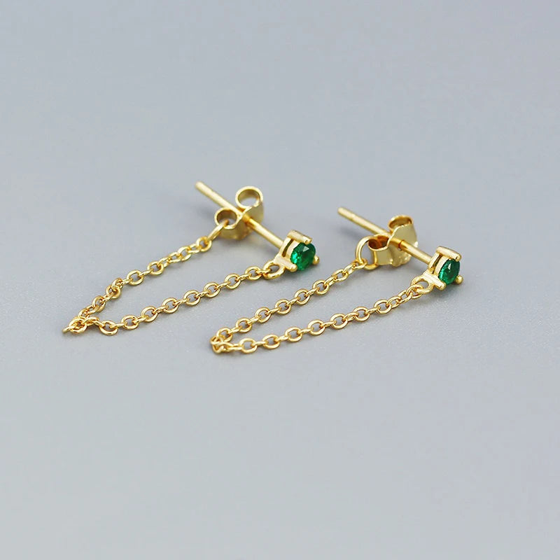 Fashion Multi-colored Cubic Zirconia Line Earrings DS4769