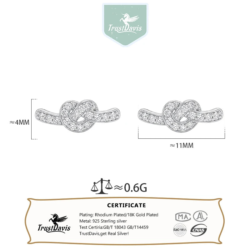 Knot Earring Minimalist Cube CZ Love Knot Stud Earrings DS5000