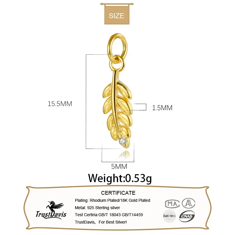 Sweet Feather CZ Charm Pendant Handmade DIY Accessories Jewelry H0011