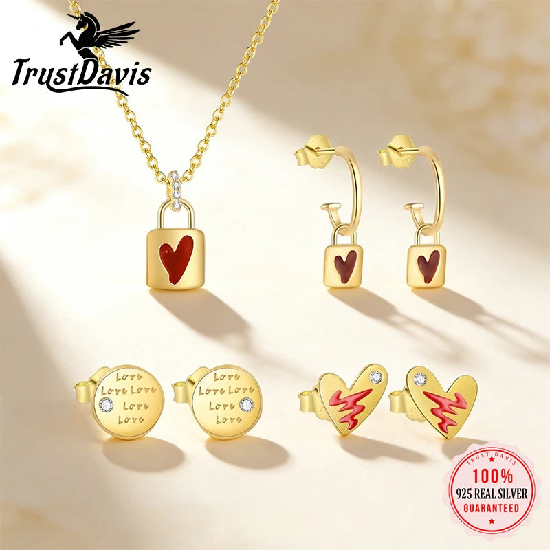 Heart Lock /Lightning Heart Earrings Jewelry Set DS4847
