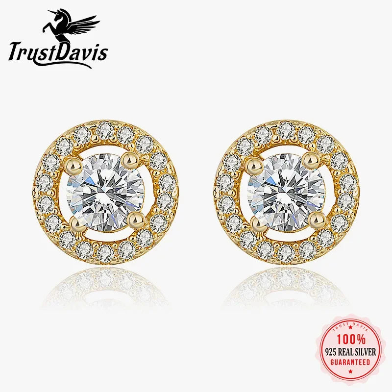 Geometric Round Zircon Cat Stud Earrings DA2620