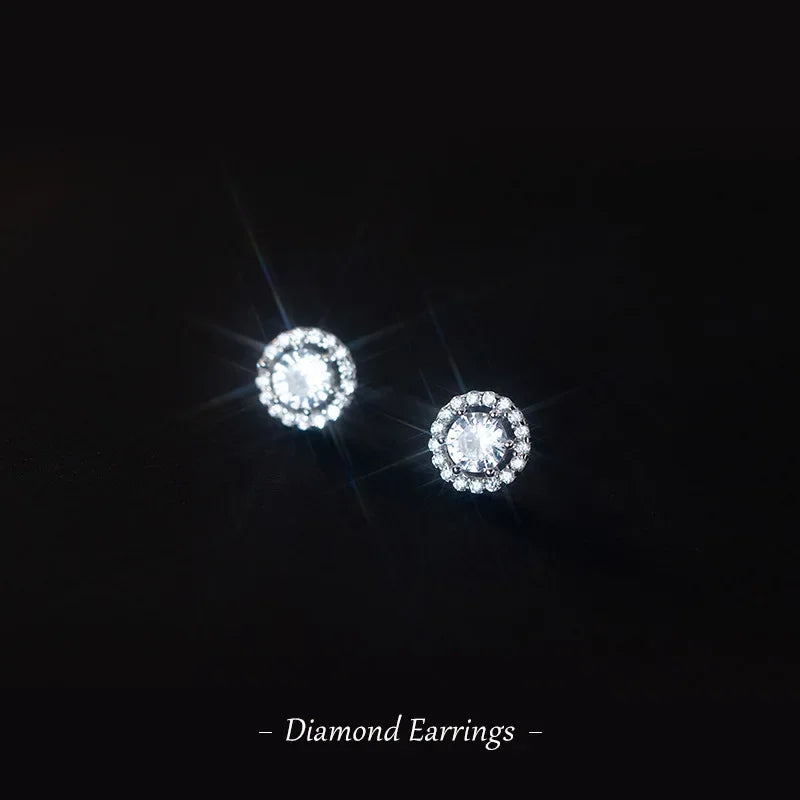 Geometric Round Zircon Cat Stud Earrings DA2620