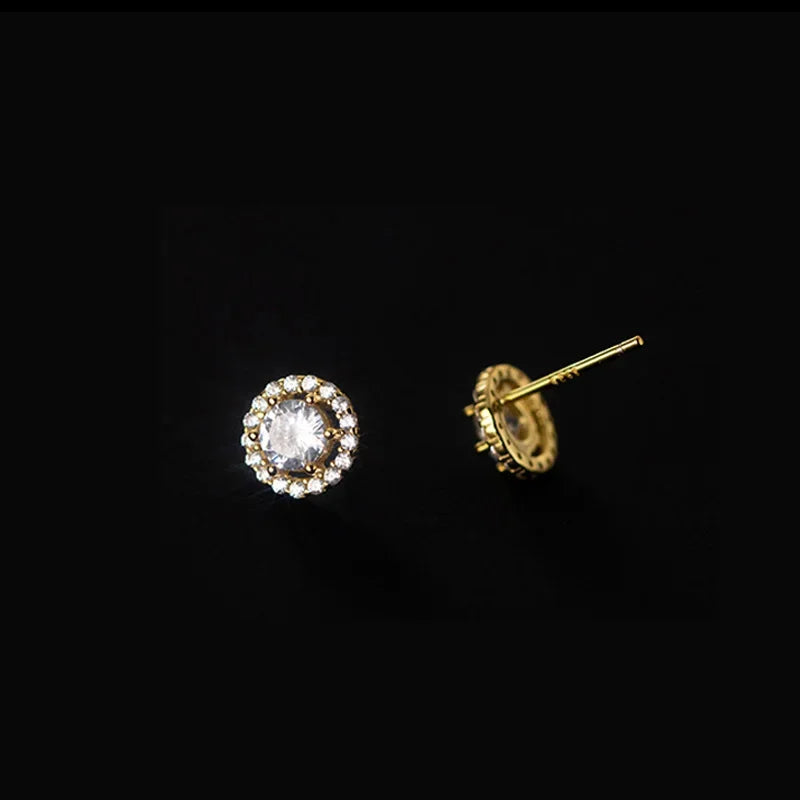 Geometric Round Zircon Cat Stud Earrings DA2620