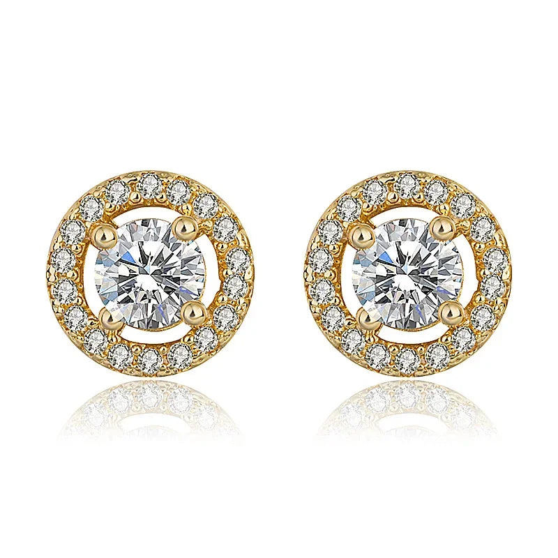 Geometric Round Zircon Cat Stud Earrings DA2620