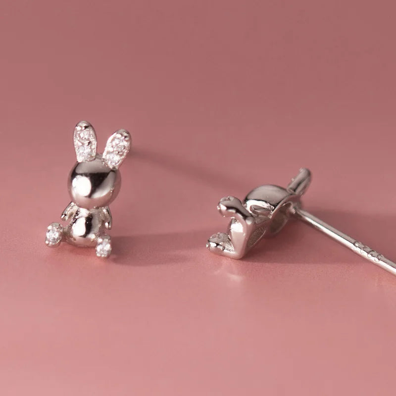 CZ Sitting Rabbit Stud Earrings DS3876