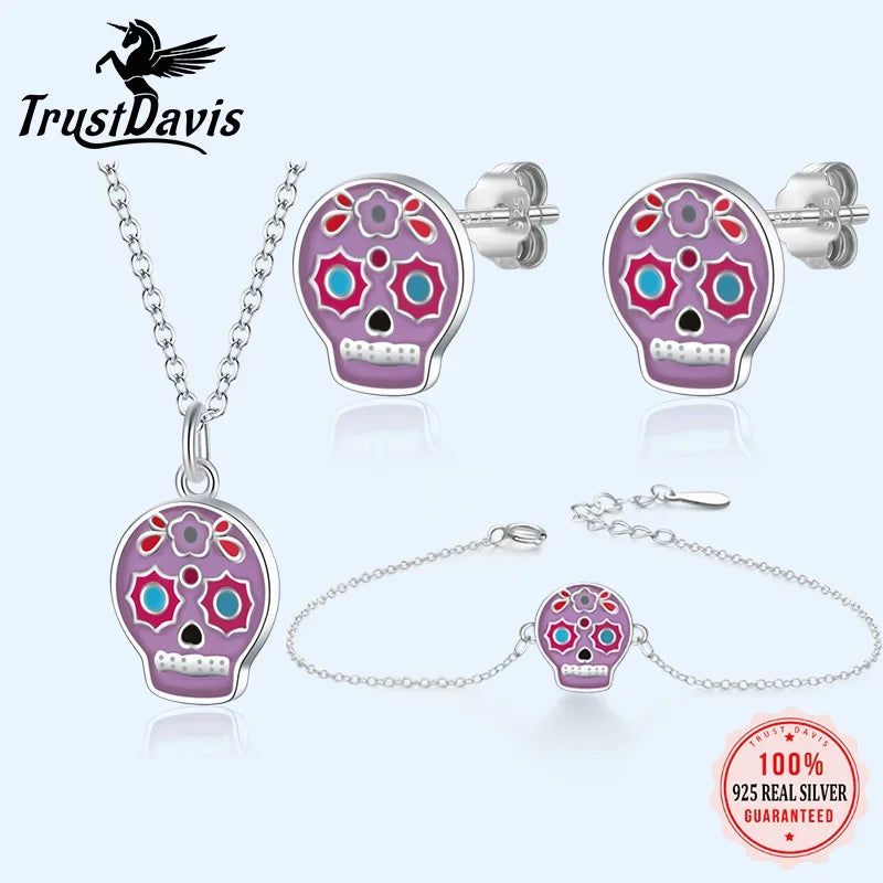 Colour Glaze Skull Ring Earring Bracelet Necklace DK018