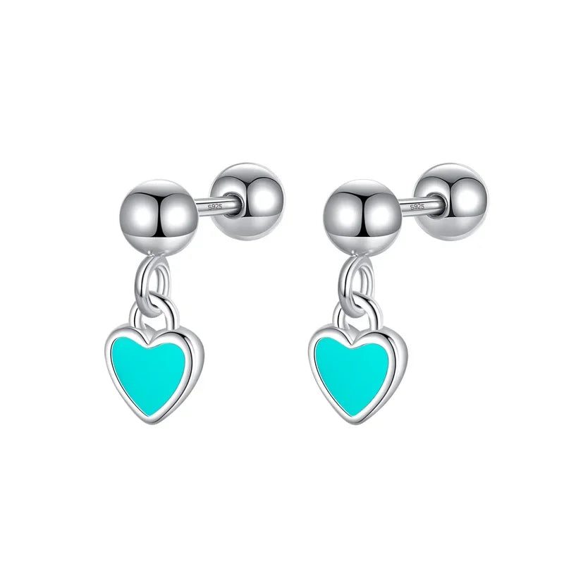 Heart Dangle Screw Stud Earrings DA2734