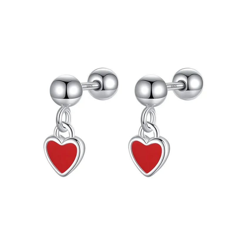 Heart Dangle Screw Stud Earrings DA2734