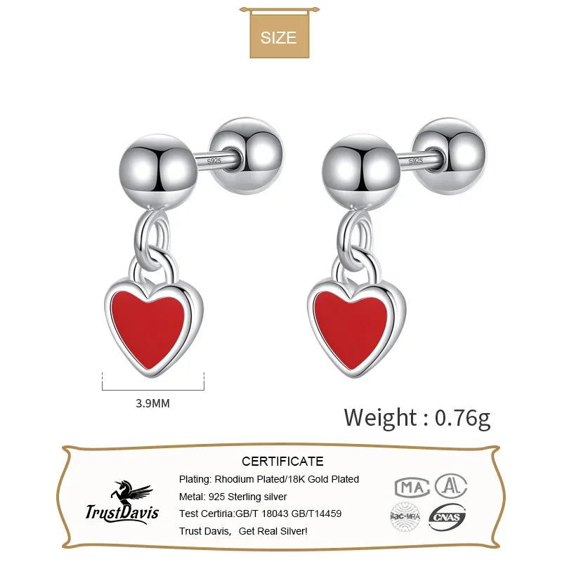 Heart Dangle Screw Stud Earrings DA2734