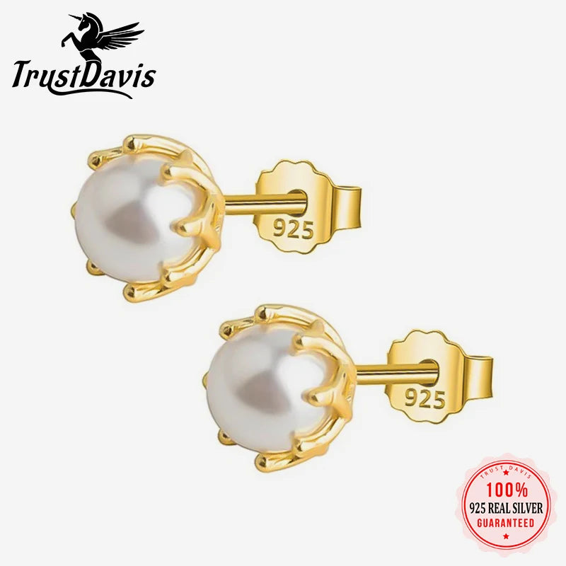 Fashion Gold Flower Pearl Stud Earring DA1983