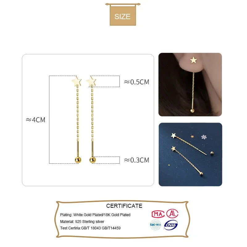 Fashion Star Chain Stick Screw Ear Line Dangle Earrings DB429