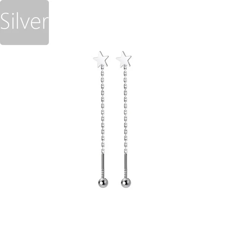 Fashion Star Chain Stick Screw Ear Line Dangle Earrings DB429