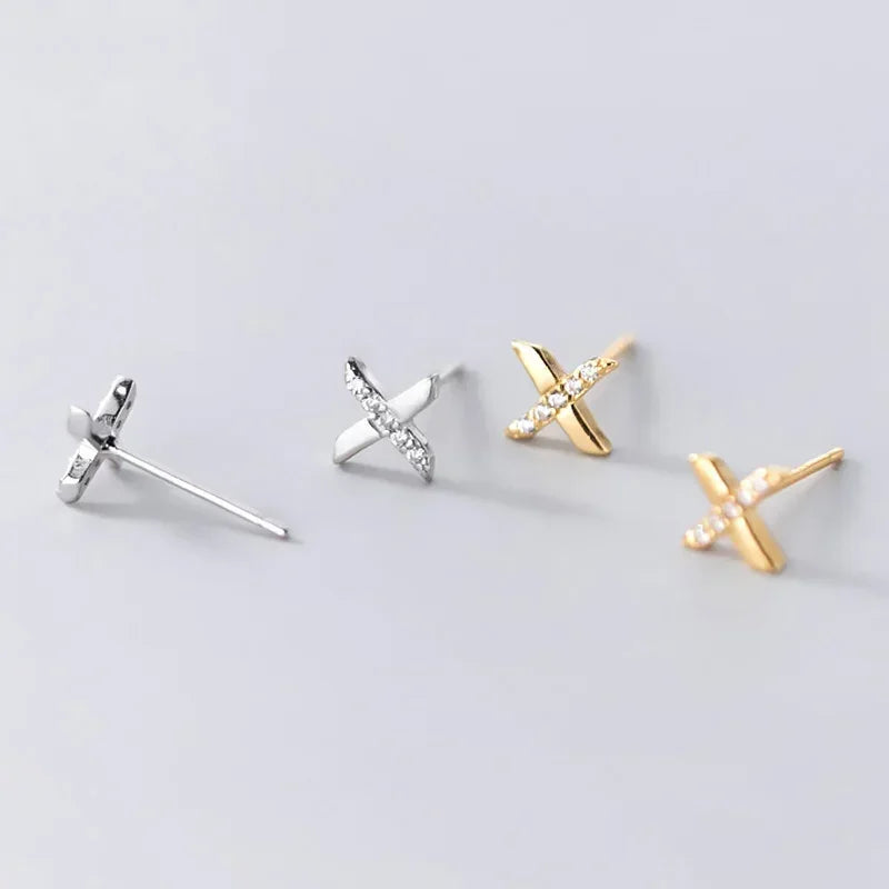 Fashion Sweet Letter X CZ Charm Stud Earrings DS1101