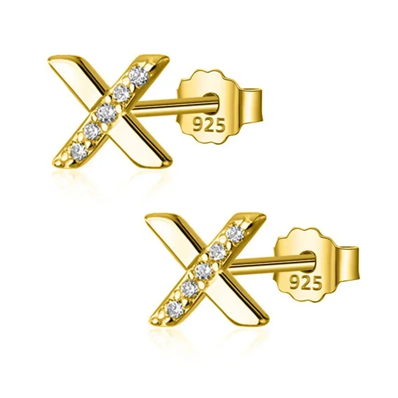 Fashion Sweet Letter X CZ Charm Stud Earrings DS1101