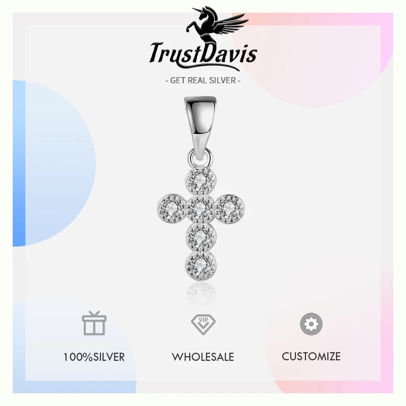 Personality Fashion Sweet Cross CZ Charm Pendant HY202