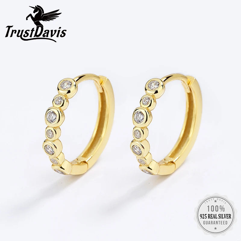 Round Clear Shiny CZ Charm Hoop Earrings DG0105