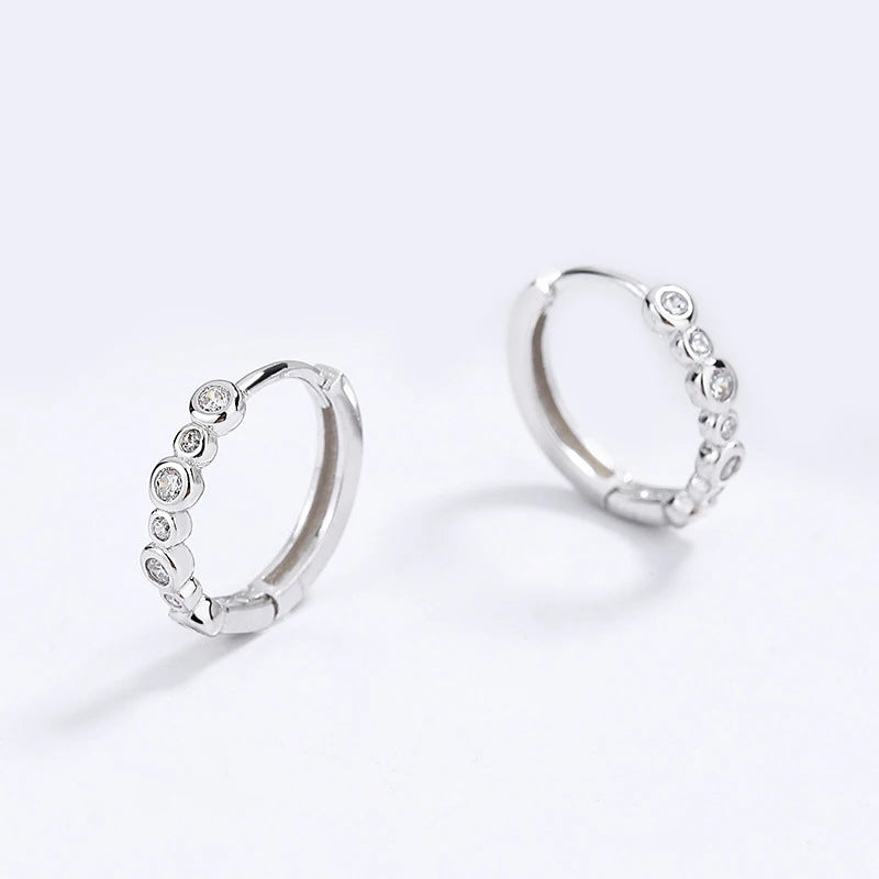 Round Clear Shiny CZ Charm Hoop Earrings DG0105