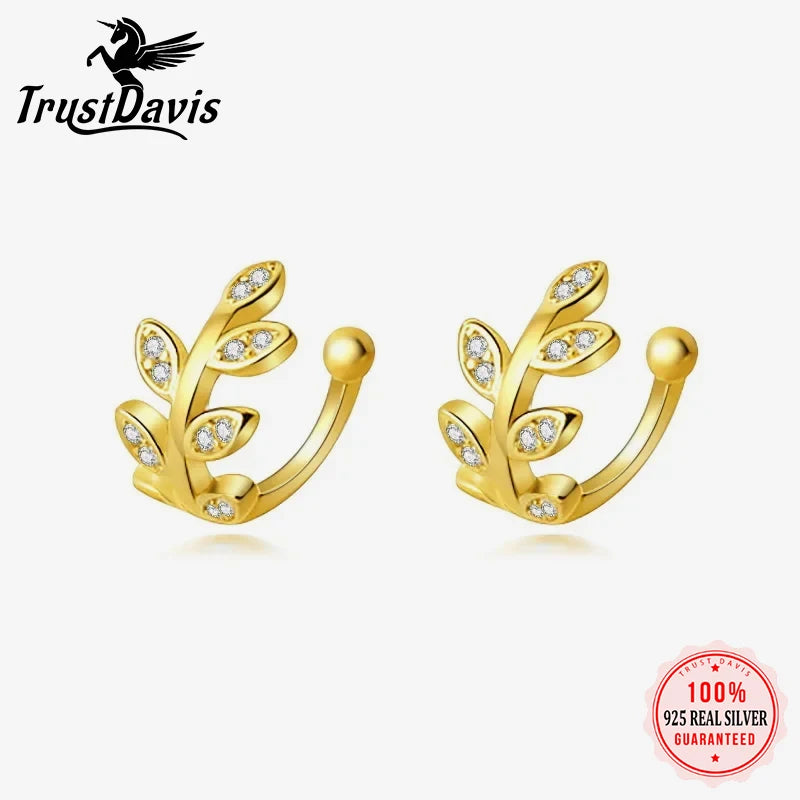 Sweet Leaves CZ Ear Cuff Clip on Earrings DA1378