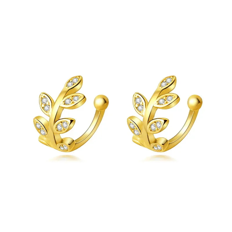 Sweet Leaves CZ Ear Cuff Clip on Earrings DA1378