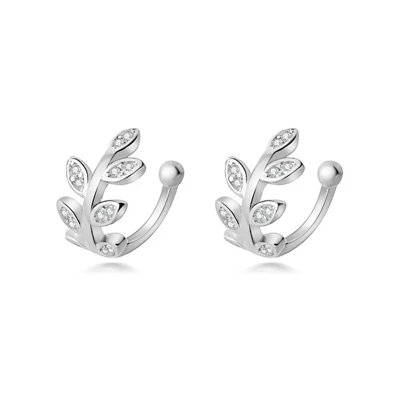 Sweet Leaves CZ Ear Cuff Clip on Earrings DA1378