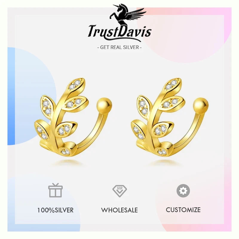 Sweet Leaves CZ Ear Cuff Clip on Earrings DA1378