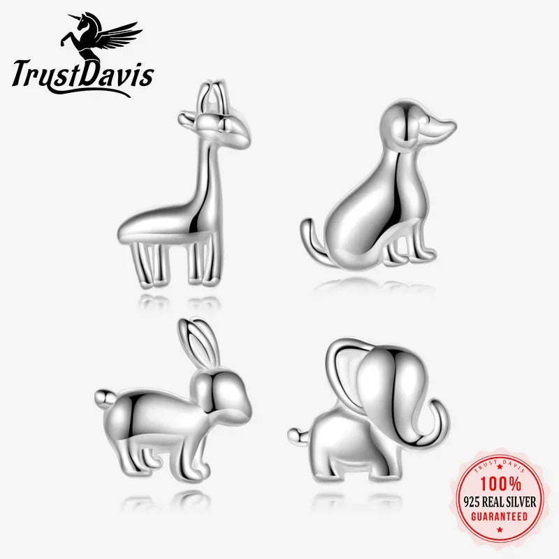 Rabbit Elephant Bead Screw Stud Earrings DS4069