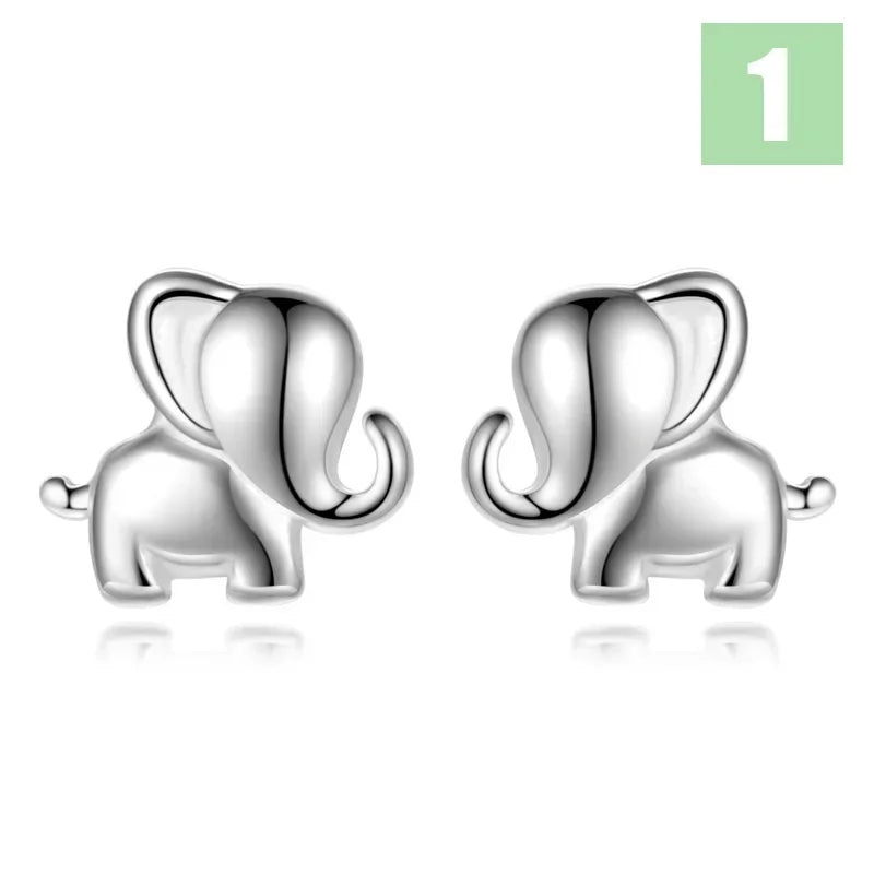 Rabbit Elephant Bead Screw Stud Earrings DS4069
