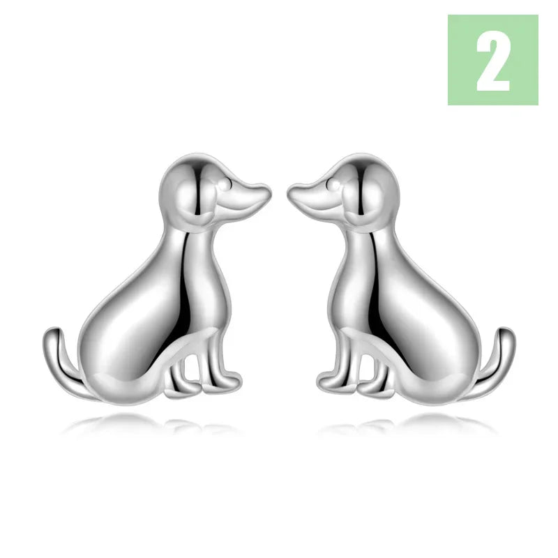 Rabbit Elephant Bead Screw Stud Earrings DS4069