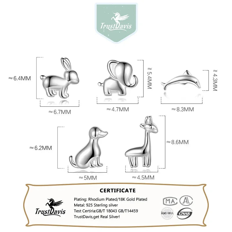 Rabbit Elephant Bead Screw Stud Earrings DS4069