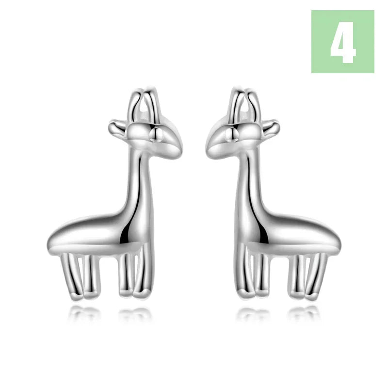 Rabbit Elephant Bead Screw Stud Earrings DS4069