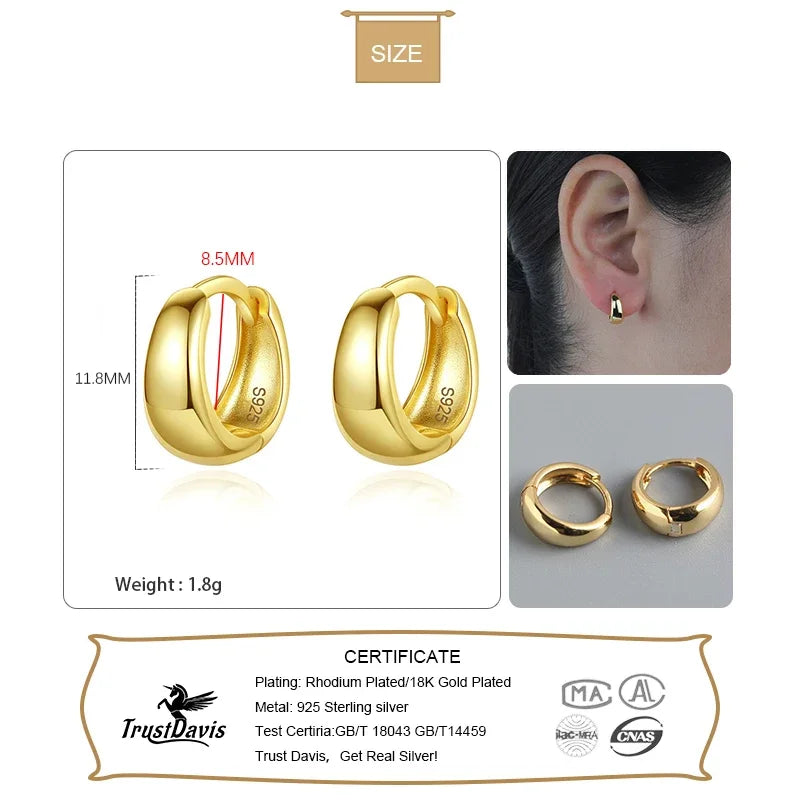 Fashion Minimalist Geometric Wide Gothic Hoop Earrings DA839